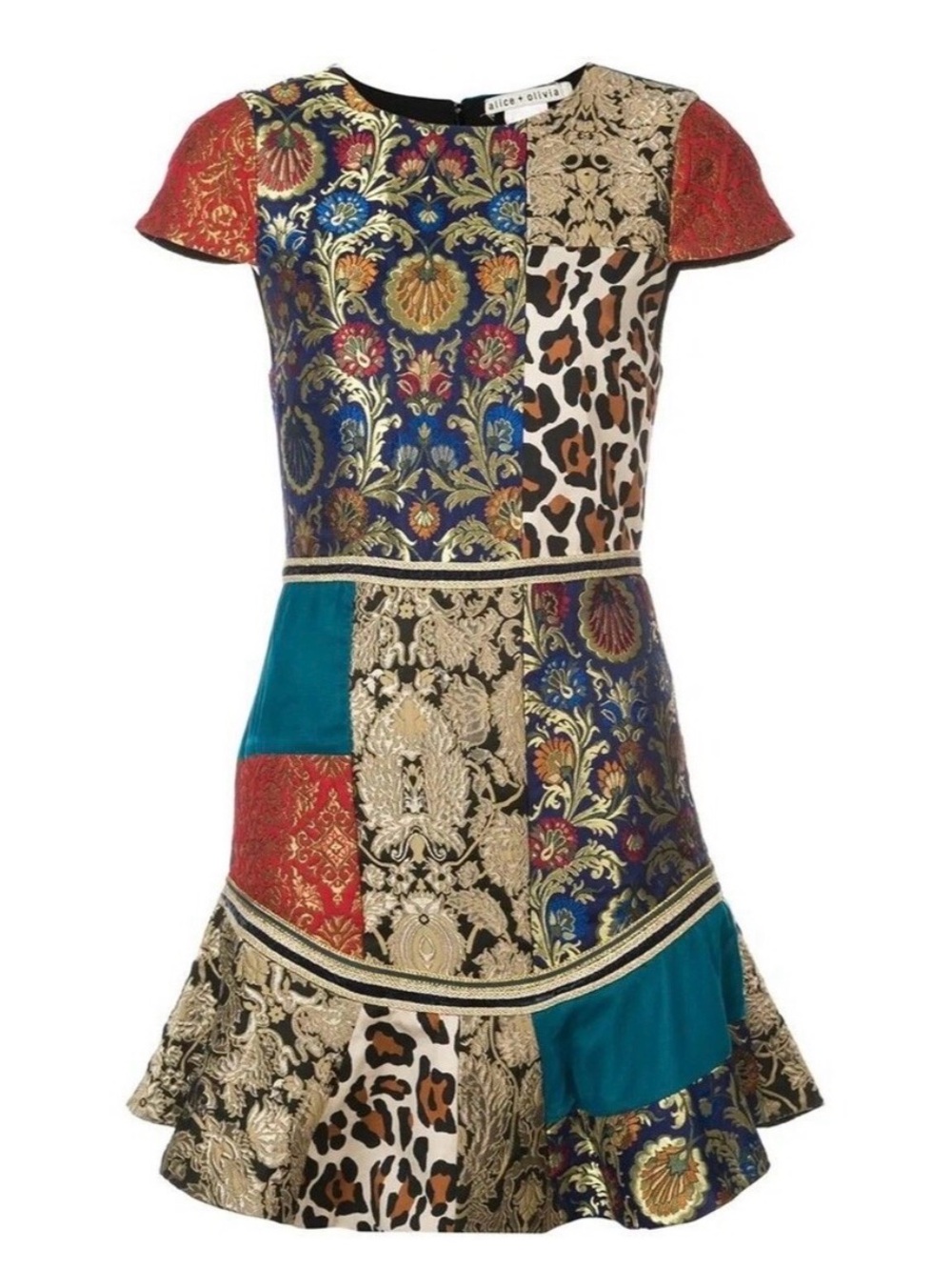 NWT. $595 Alice + Olivia Rapunzel Patchwork Dress Sz 4